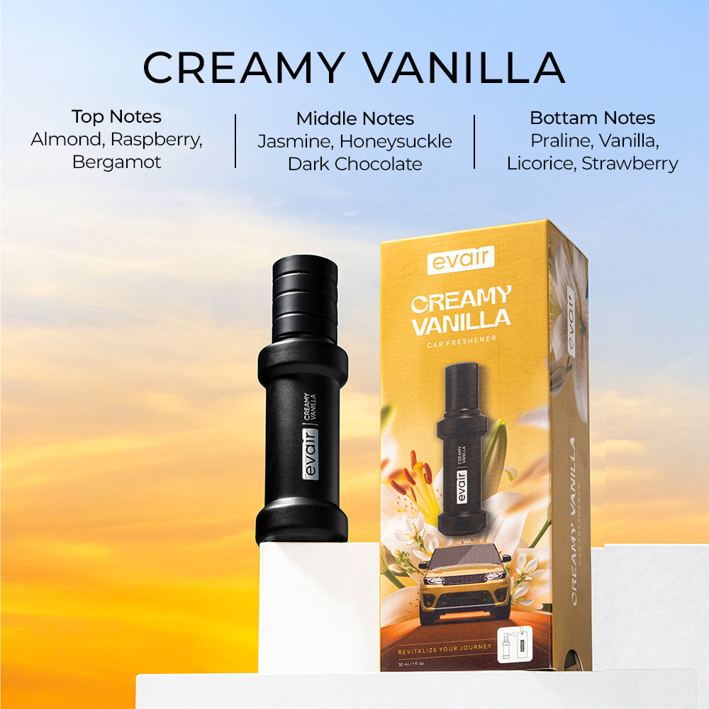 Evair Creamy Vanilla: 30ml Car Freshener with 250+ Sprays
