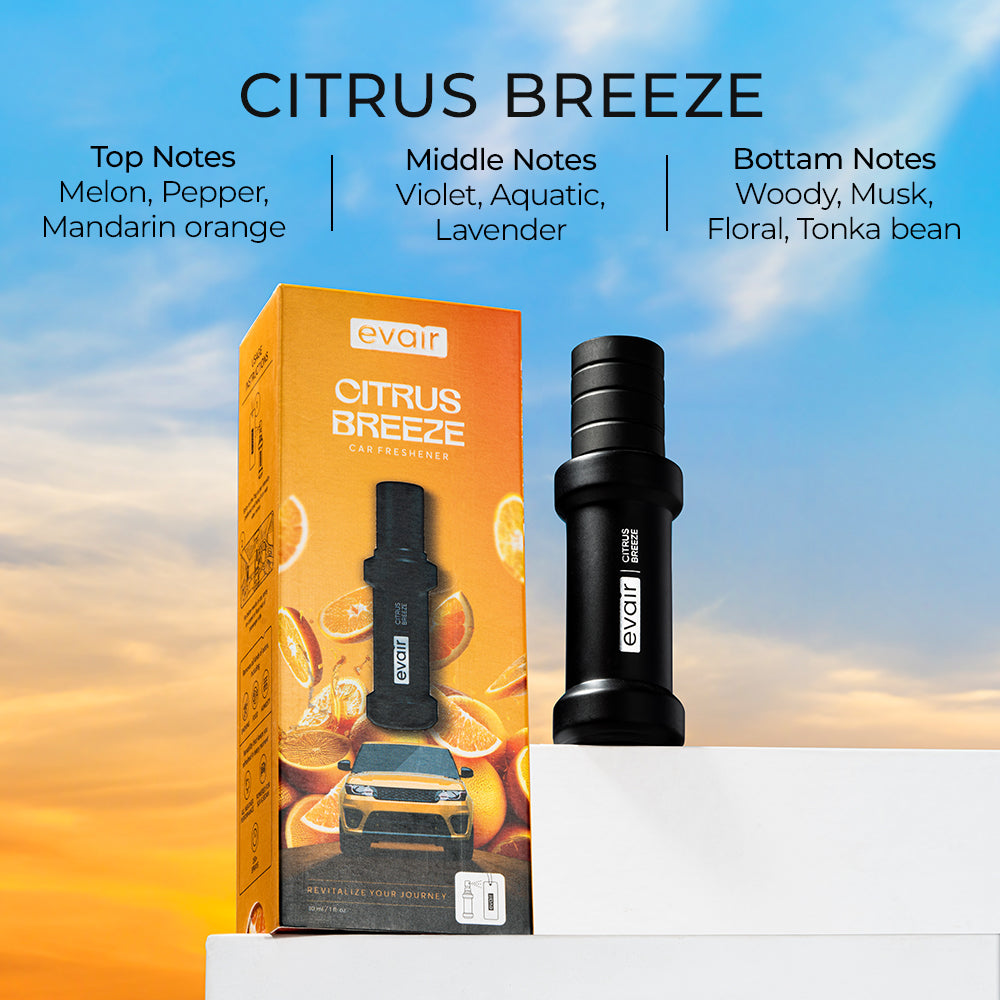 Evair Citrus Breeze: 30ml Car Freshener with 250+ Sprays
