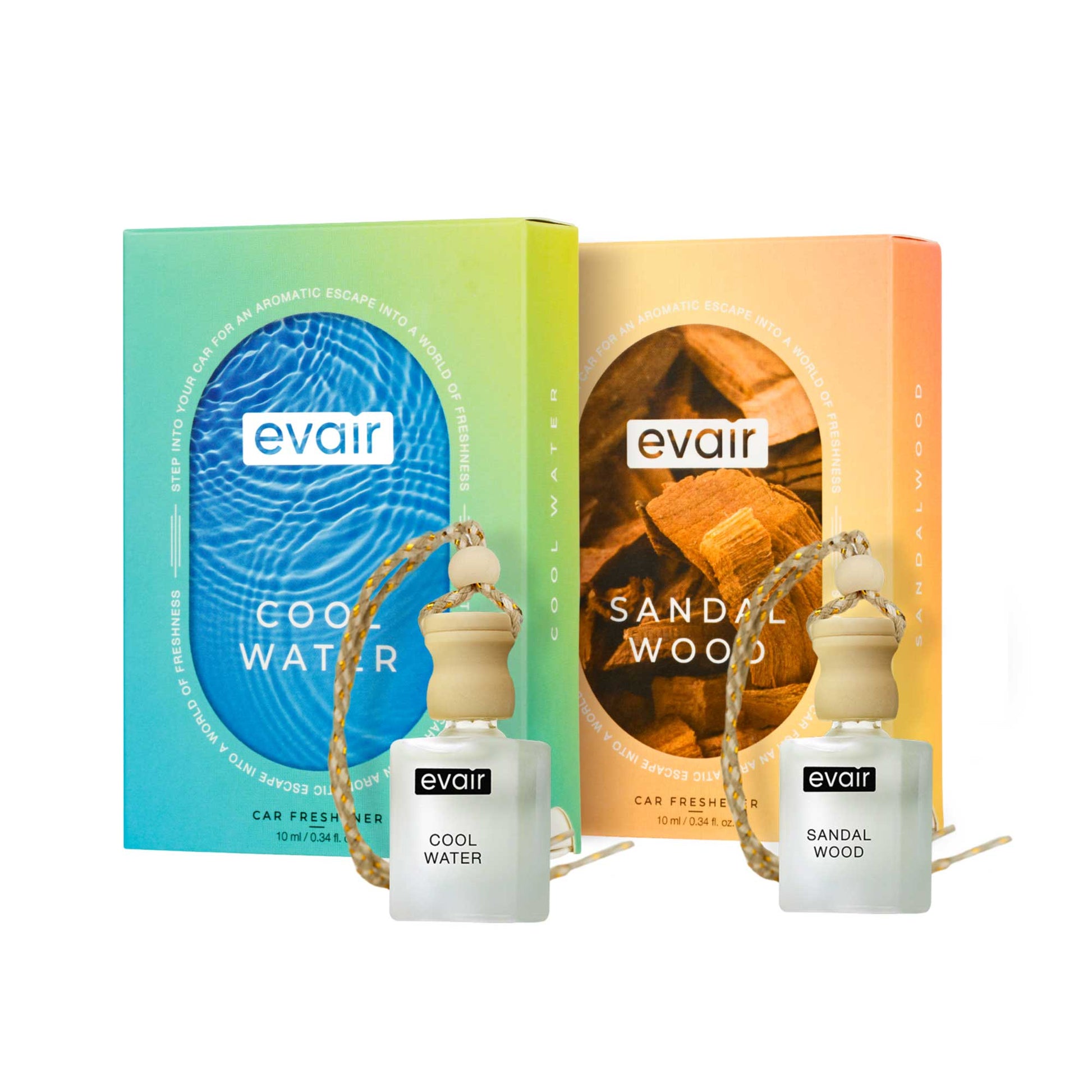 Evair car freshener gift set: Cool Water & Sandalwood scents