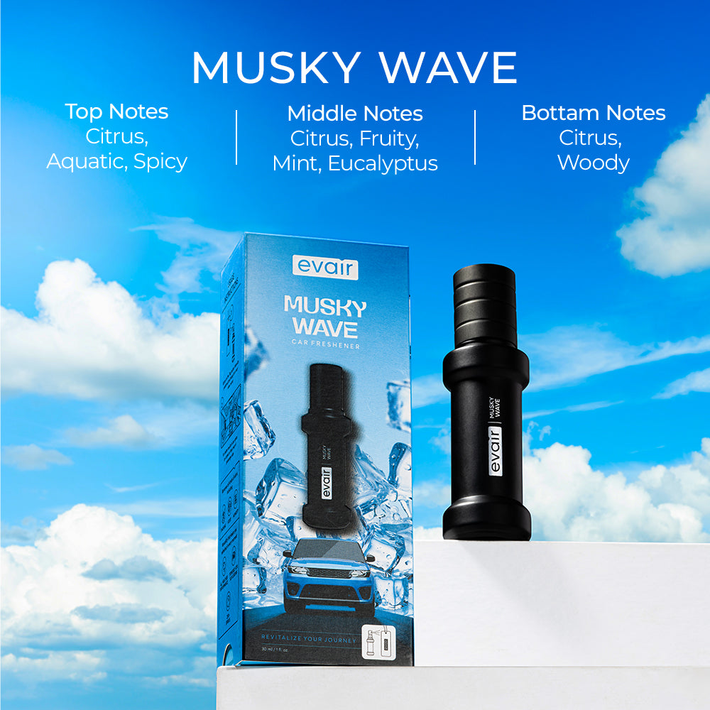 Evair Musky Wave: 30ml Car Freshener with 250+ Sprays