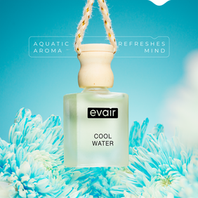 Evair's Ocean Rush & Cool Water car air freshener, 10ml glass bottles